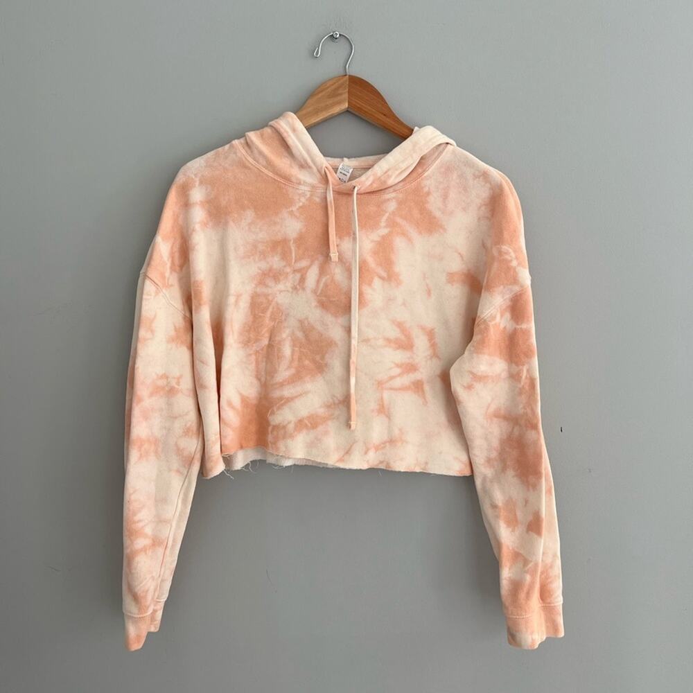 Orange Tie Dye Cropped Hoodie Sweatshirt Size M